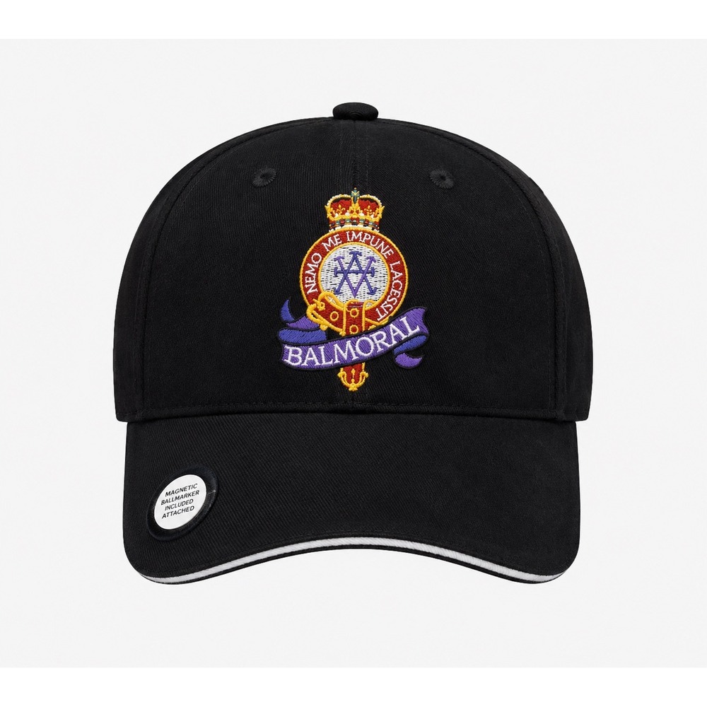 Balmoral‎ Golf Cap Black Adjustable Hat Magnetic Ball Marker Scotland Golf NWT